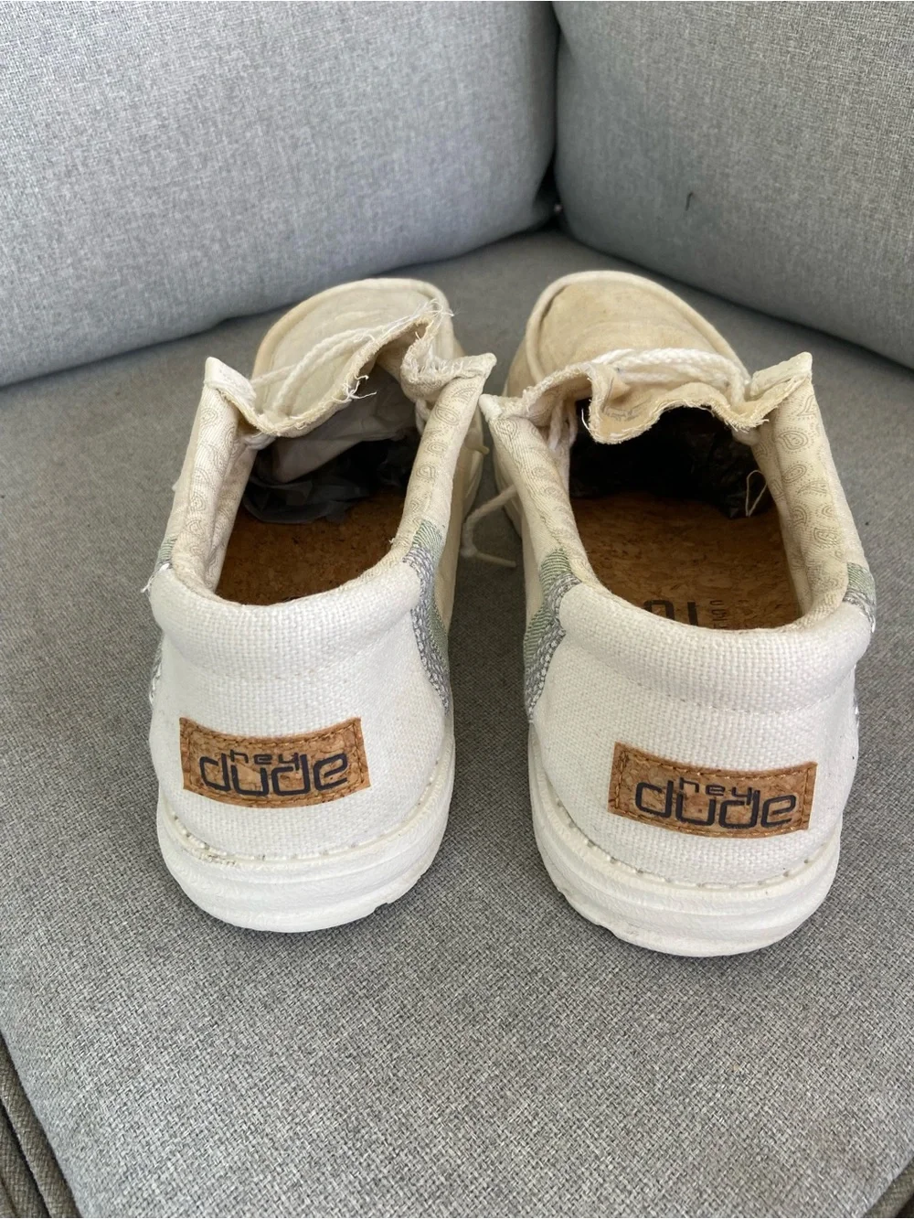 Hey Dude Wally Soled Cream Canvas Men's Shoe